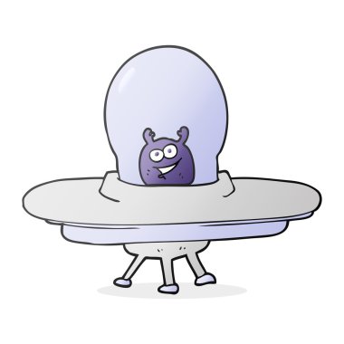 serbest el çekilmiş çizgi film uzay gemisi