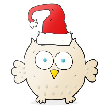 çizgi film baykuş giyen Noel şapka