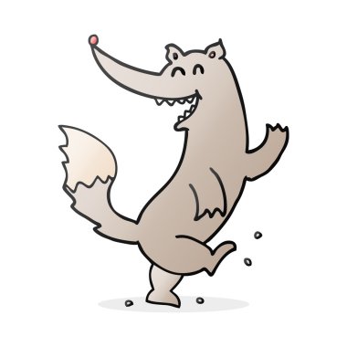 karikatür mutlu kurt dans