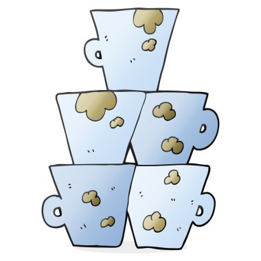 çizgi film yığın kirli Kahve kupaları