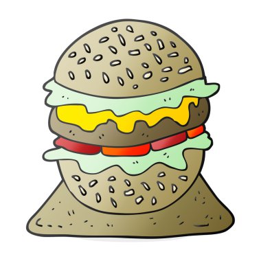 karikatür lezzetli burger