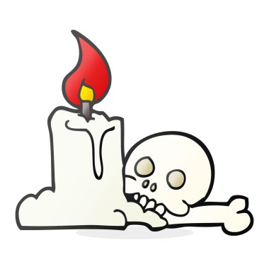 Çizgi Film ürkütücü kafatası ve mum