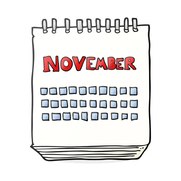 Cartoon agenda met maand November — Stockvector