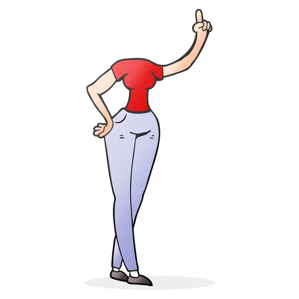 Cartoon female body with raised hand — Stock Vector