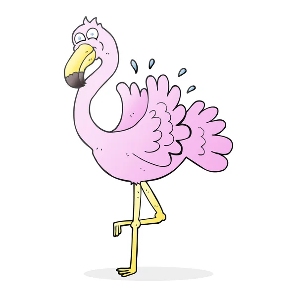 FreeHand getekende cartoon flamingo — Stockvector