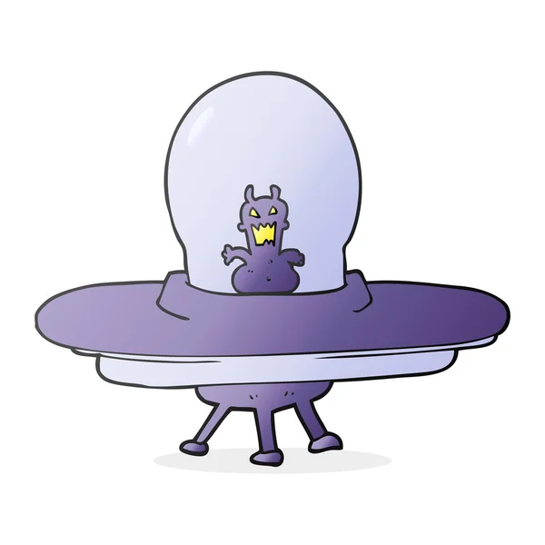 Nave espacial alienígena de dibujos animados — Vector de stock