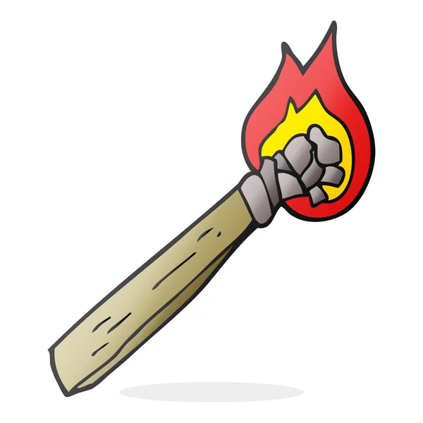 Torche en bois brûlant dessin animé — Image vectorielle