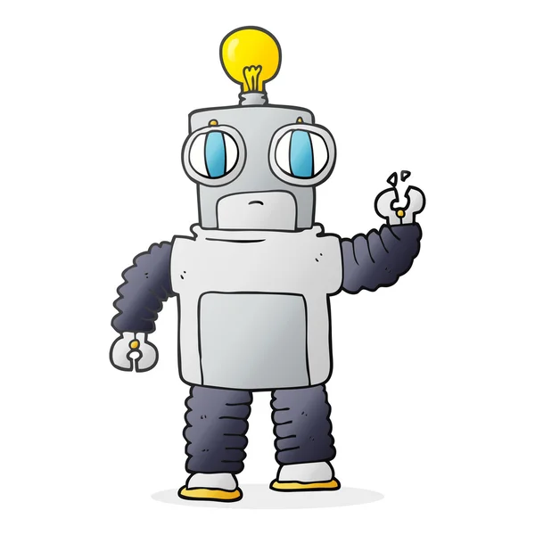 FreeHand ritade cartoon robot — Stock vektor