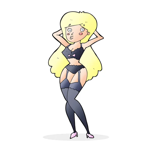 Dessin animé femme en lingerie — Image vectorielle