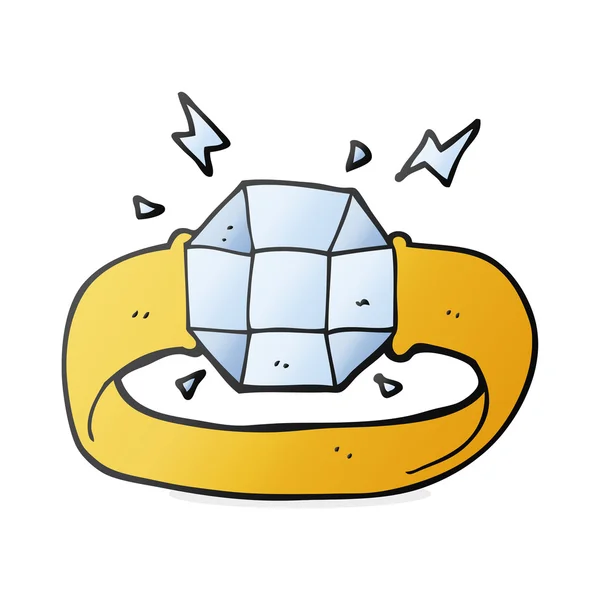 Cartoon ring met enorme juweeltje — Stockvector