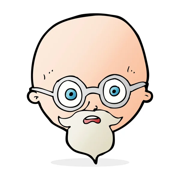 Cartone animato uomo scioccato con la barba — Vettoriale Stock