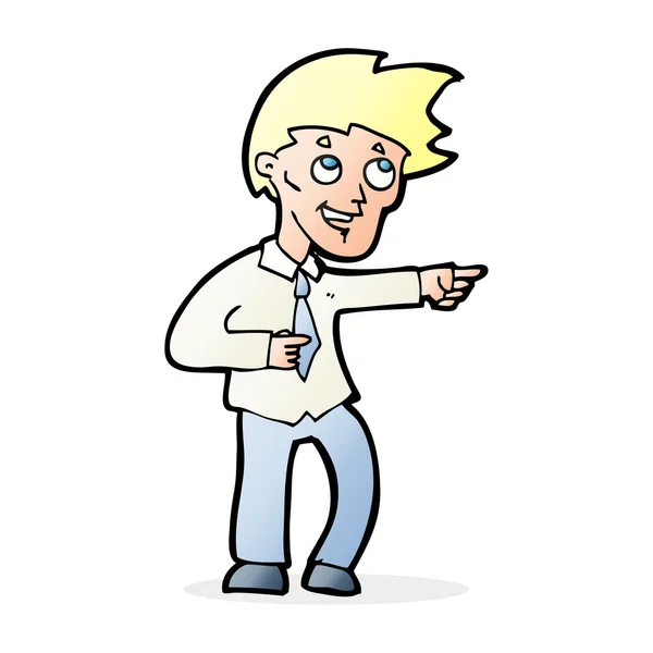 Cartoon funny office man pointing — Stock Vector