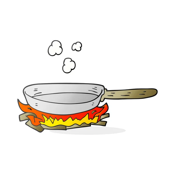 Cartoon frying pan on fire — Stock Vector