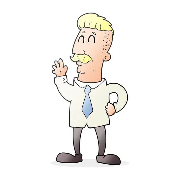 Cartoon office man waving — Stock Vector
