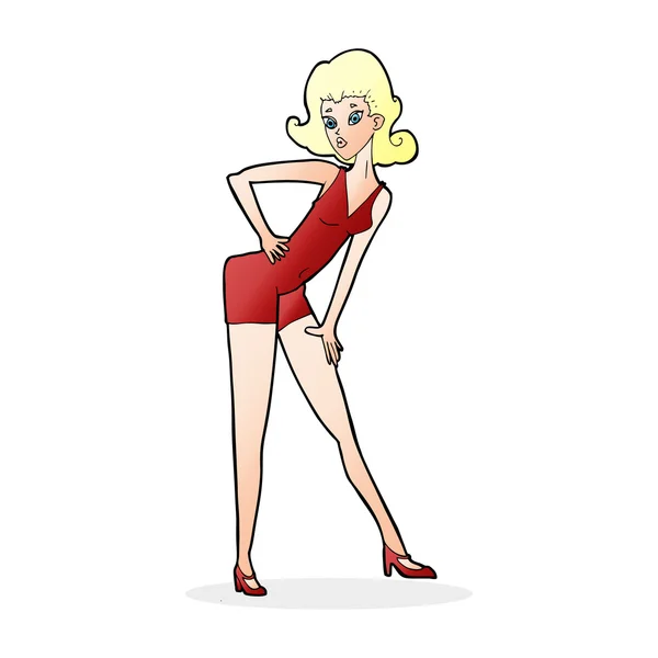 Modelo de dibujos animados mujer posando — Vector de stock