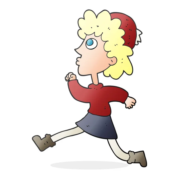 Τρέχοντας γυναίκα κινουμένων σχεδίων — Διανυσματικό Αρχείο