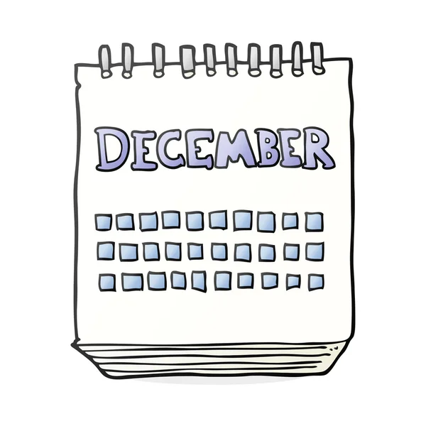 Calendario de dibujos animados que muestra el mes de diciembre — Archivo Imágenes Vectoriales