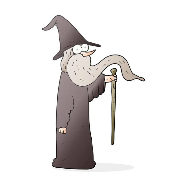 Freehand drawn cartoon wizard — Stock Vector