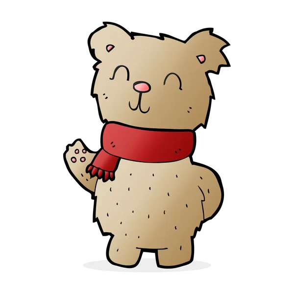 Dibujos animados ondeando oso de peluche — Vector de stock