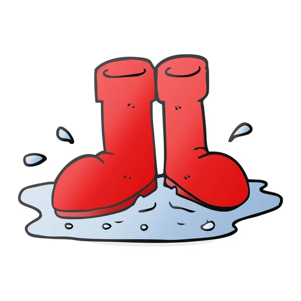 Cartoon wellington boots in puddle — Stock Vector