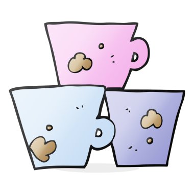 kahve bardakları yığını çizgi film