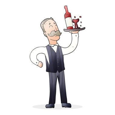 serbest çizilmiş karikatür garson