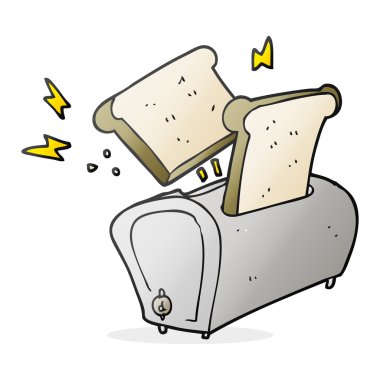 serbest çizilmiş karikatür ekmek kızartma makinesi