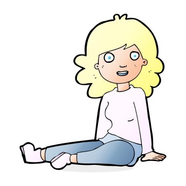 karikatür mutlu kadın