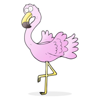 serbest çizilmiş karikatür flamingo