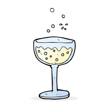 karikatür köpüklü şarap