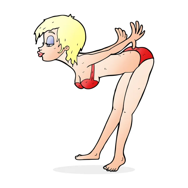 Cartoon Pin Up Mädchen im Bikini — Stockvektor