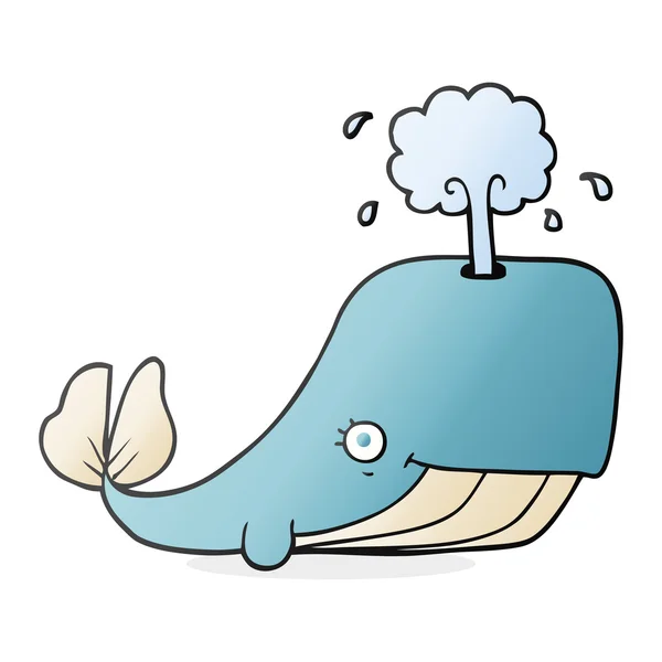 Wieloryb kreskówka tryskające wodą — Wektor stockowy