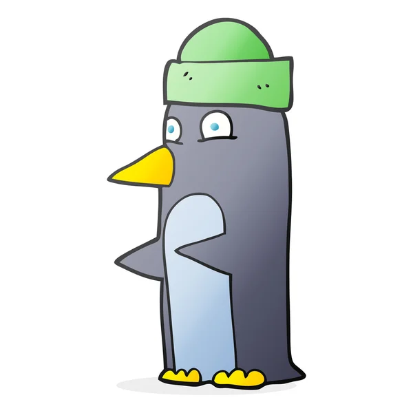 Pingüino de dibujos animados con sombrero — Archivo Imágenes Vectoriales