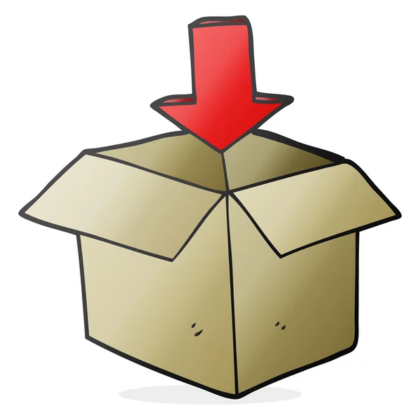 Kreslený box s šipkou stáhnout úložiště symbolu — Stockový vektor