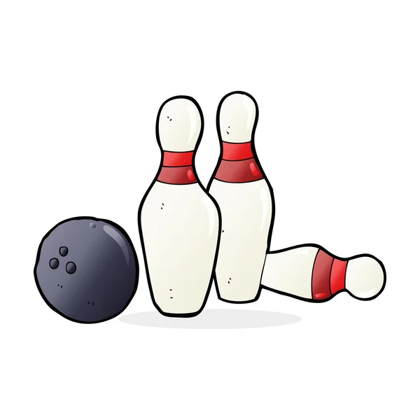 Cartoon-Bowlingball und Kegeln — Stockvektor