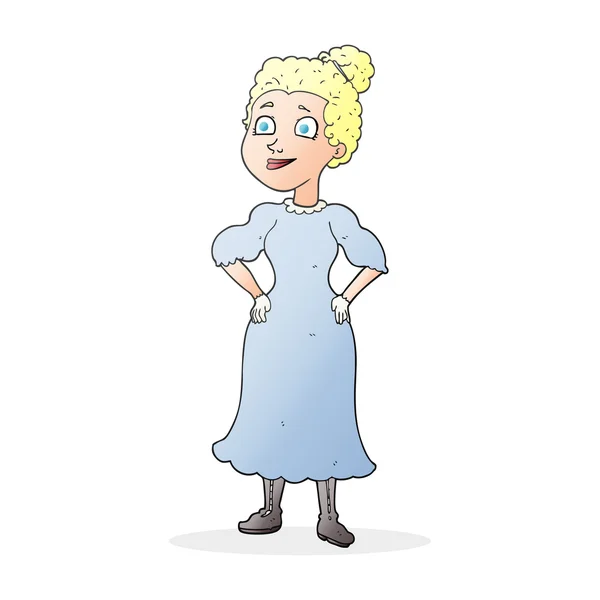 Cartoon victorian woman in dress — Stock Vector