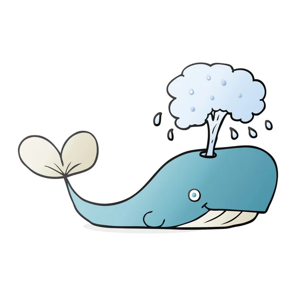 Cartoon walvis spuiten van water — Stockvector