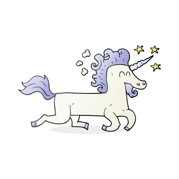 Kartun unicorn yang digambar dengan tangan bebas - Stok Vektor