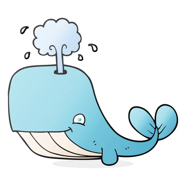 Balena cartone animato sputando acqua — Vettoriale Stock