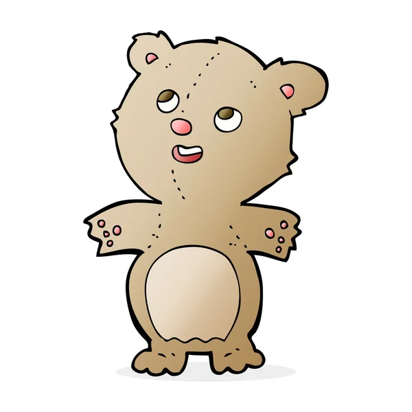 Dibujos animados feliz osito de peluche — Vector de stock