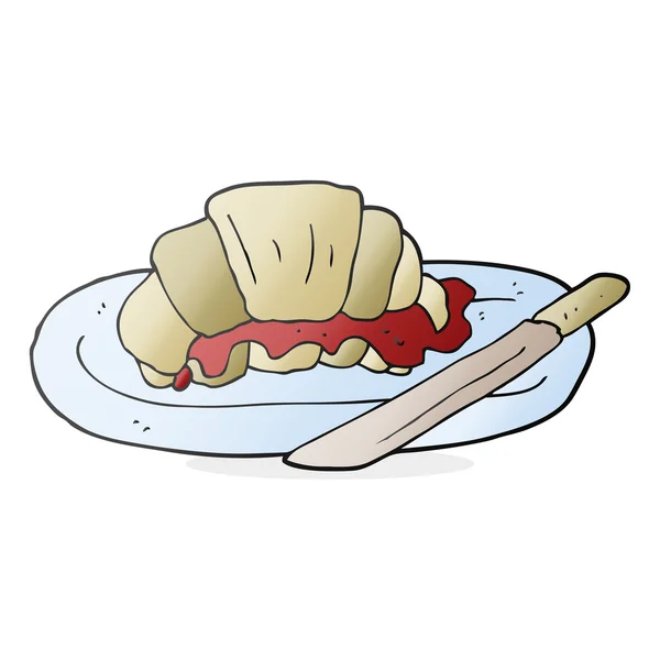 Croissant cartone animato disegnato a mano libera — Vettoriale Stock