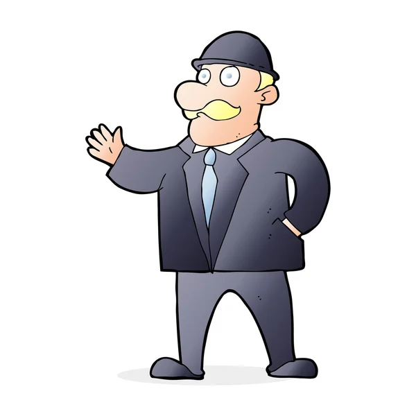 Cartoon sensible business man in bowler hat — Stock Vector