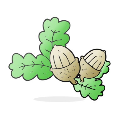 çizgi film meşe palamutları ve yaprakları