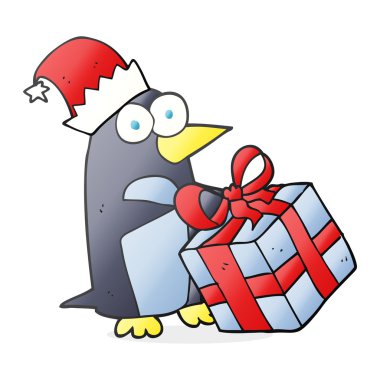 Noel penguen karikatür