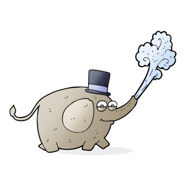 karikatür fili su fışkırtıyor.