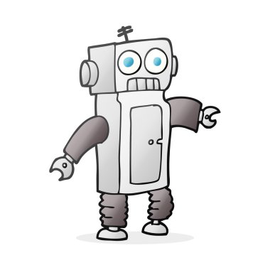 serbest çizilmiş karikatür robot