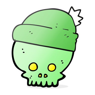 çizgi film kafatası giyen şapka