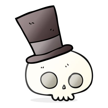 Silindir şapka giyen bir kafatası.