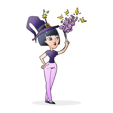 serbest çizilmiş karikatür cadı döküm büyü