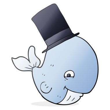 Silindir şapka karikatür balina